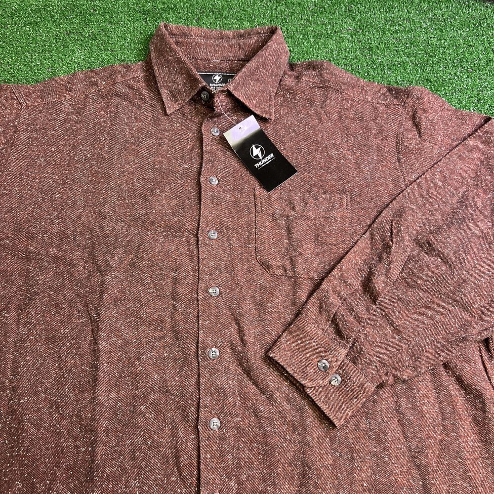 Thunder‎ Brand Mens Brown Plaid Flannel Button Down Shirt Size 2XL NWT